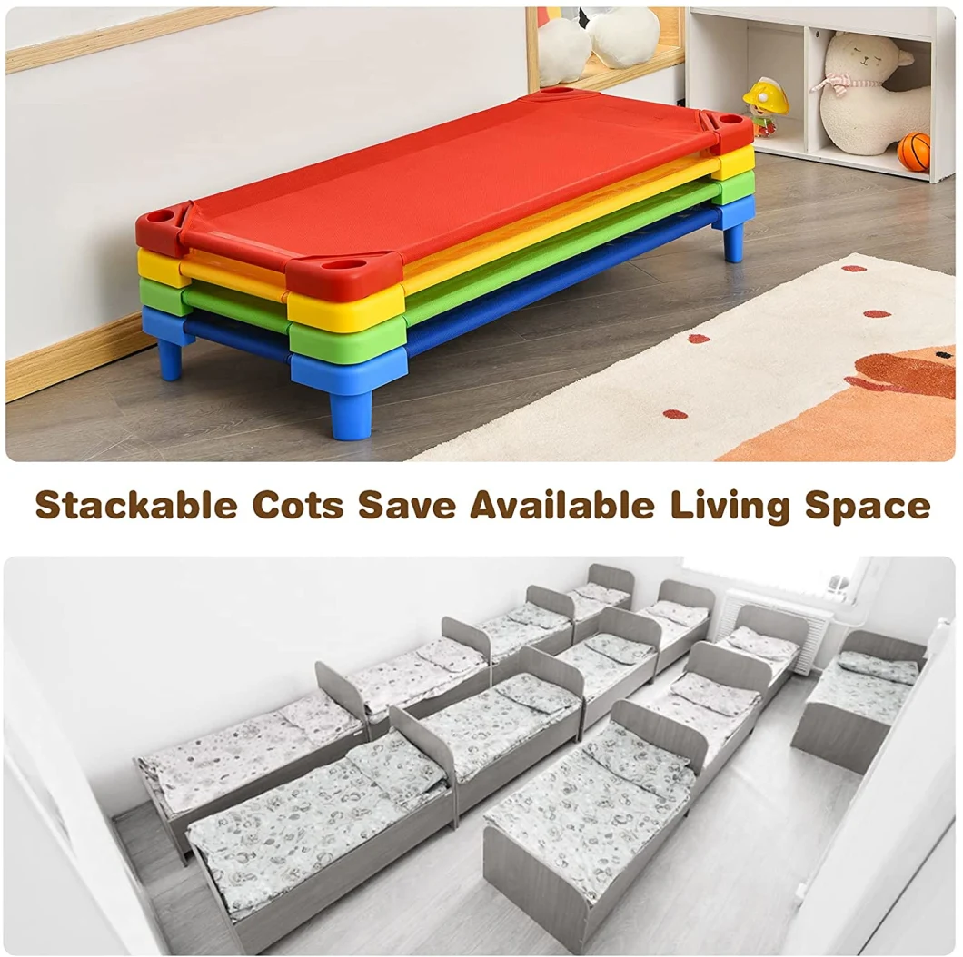Znz Stackable Daycare Cot for Kids Colorful Kindergarten Kids Plastic Beds