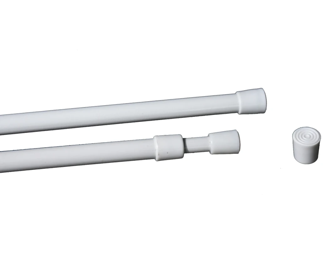 White Telescopic Rod Tension Spring-Loaded Curtain Rod