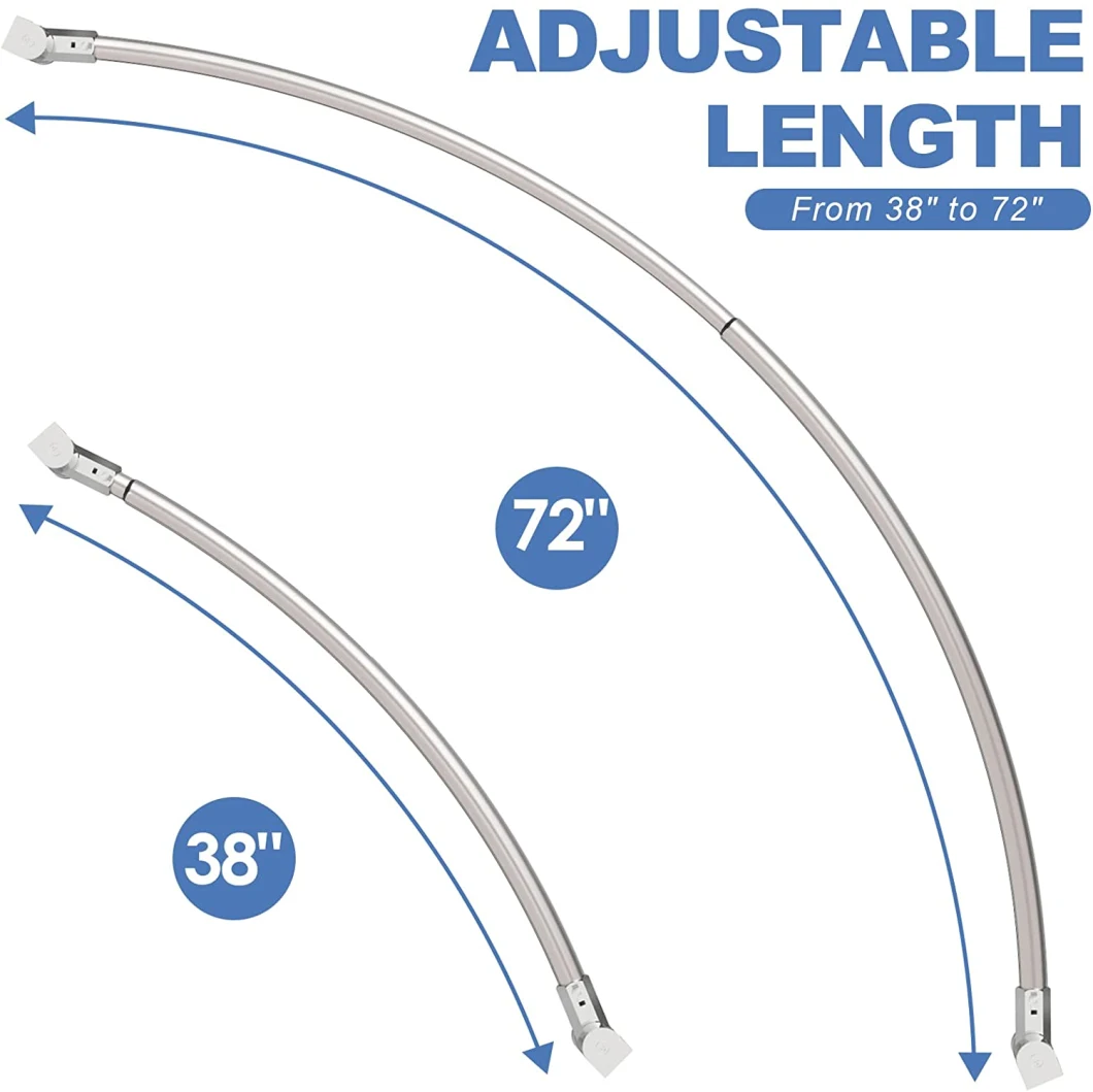 Adjustable Shower Curtain Rod Premium 304 Stainless Steel Anti-Slip No Rust